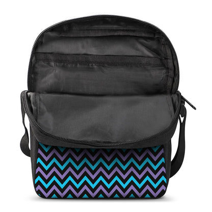 Blue Purple And Black Chevron Print Rectangular Crossbody Bag