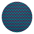 Blue Purple And Black Chevron Print Round Blanket