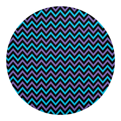 Blue Purple And Black Chevron Print Round Blanket