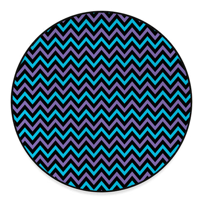 Blue Purple And Black Chevron Print Round Floor Mat