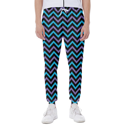 Blue Purple And Black Chevron Print Scuba Joggers