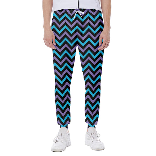 Blue Purple And Black Chevron Print Scuba Joggers