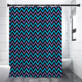 Blue Purple And Black Chevron Print Shower Curtain