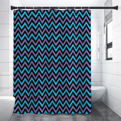 Blue Purple And Black Chevron Print Shower Curtain