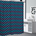 Blue Purple And Black Chevron Print Shower Curtain