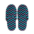 Blue Purple And Black Chevron Print Slippers