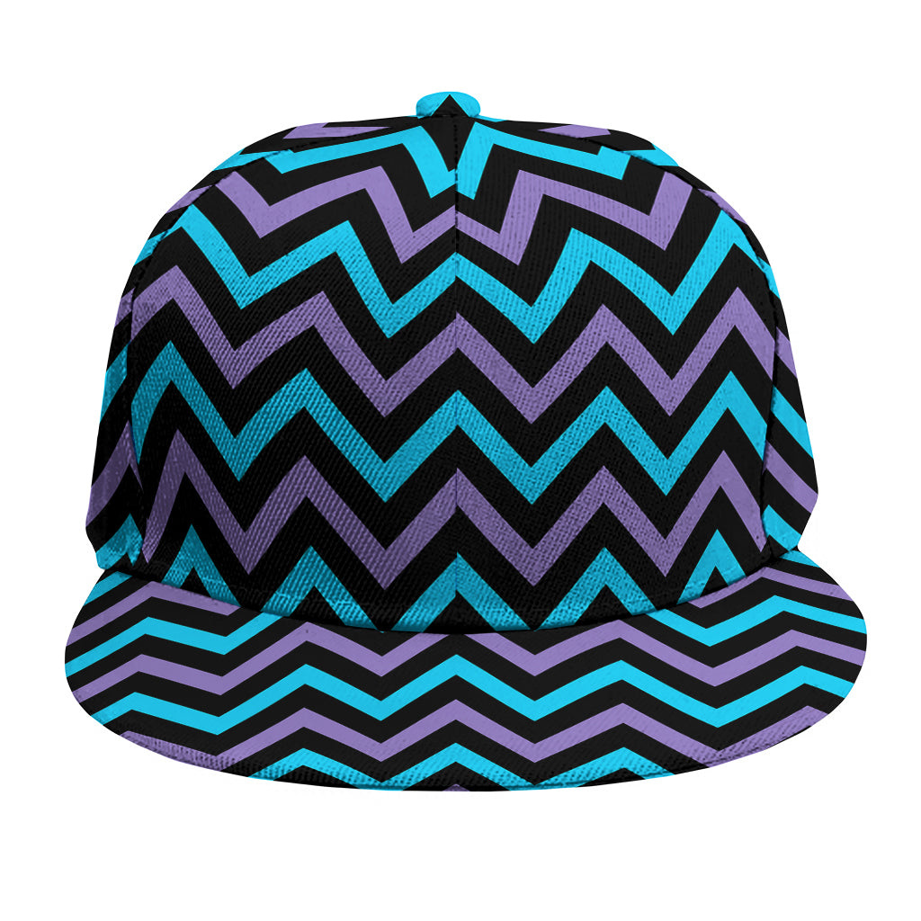Blue Purple And Black Chevron Print Snapback Cap