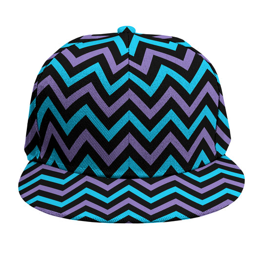 Blue Purple And Black Chevron Print Snapback Cap