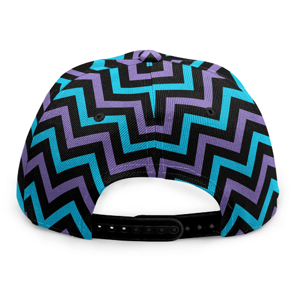 Blue Purple And Black Chevron Print Snapback Cap