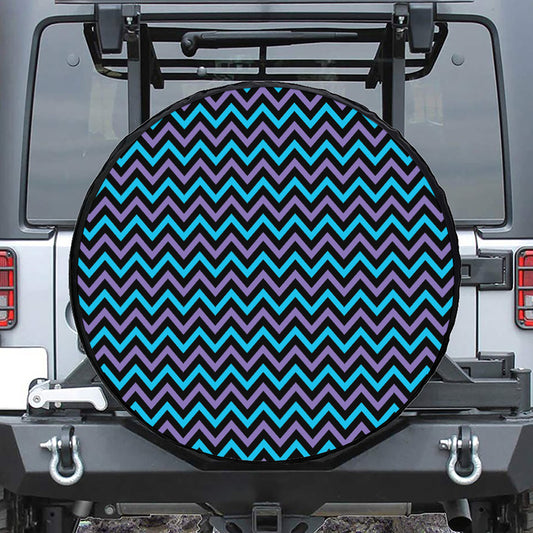 Blue Purple And Black Chevron Print Tire Cover