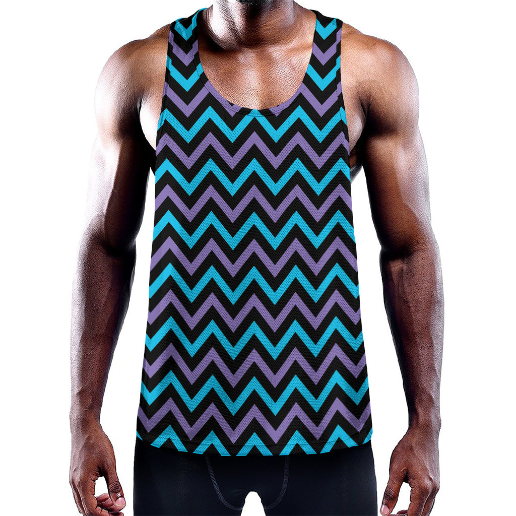 Blue Purple And Black Chevron Print Training Tank Top