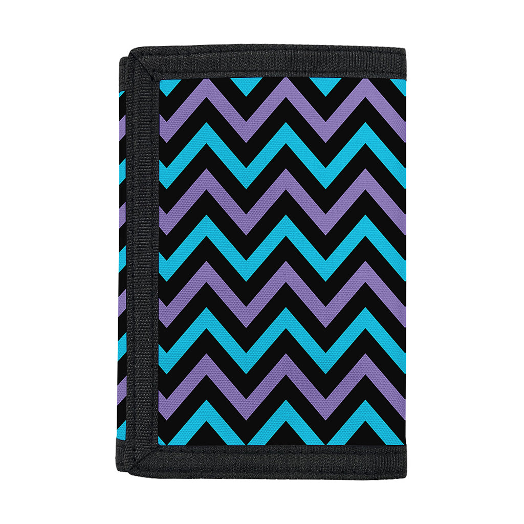 Blue Purple And Black Chevron Print Trifold Wallet