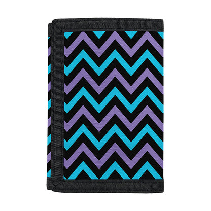 Blue Purple And Black Chevron Print Trifold Wallet