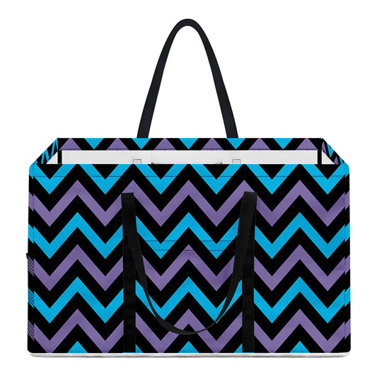 Blue Purple And Black Chevron Print Utility Tote Bag