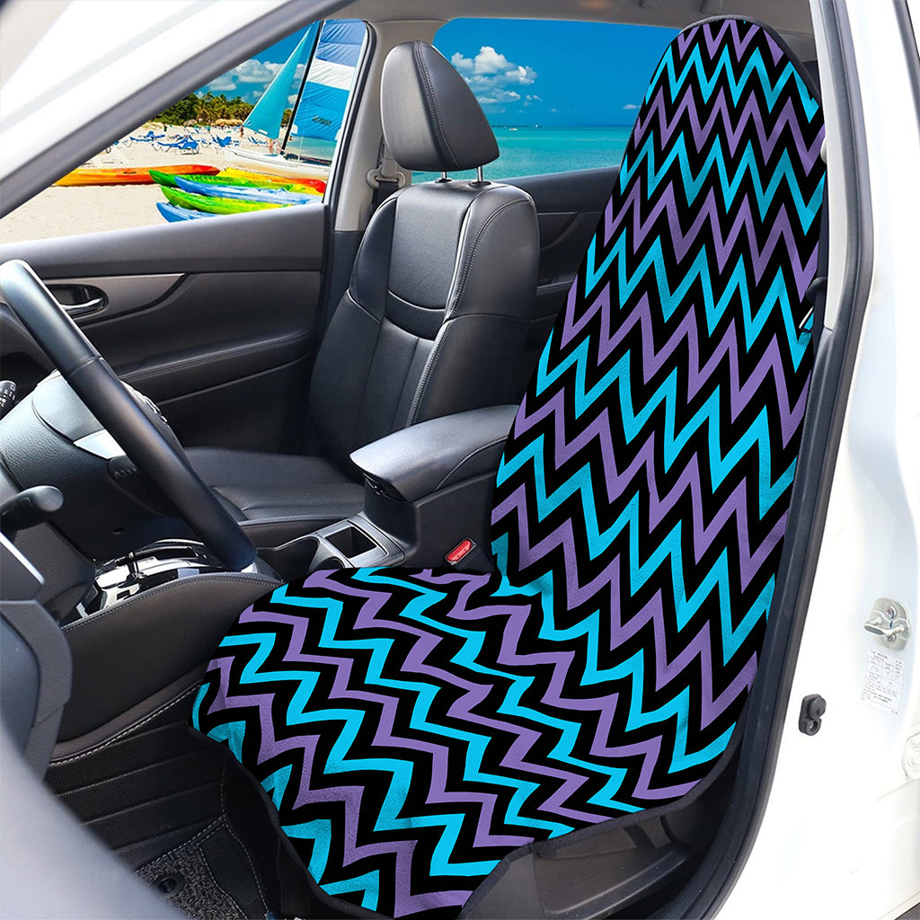Blue Purple And Black Chevron Print Waterproof Car Seat Cover