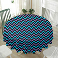 Blue Purple And Black Chevron Print Waterproof Round Tablecloth