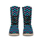 Blue Purple And Black Chevron Print Winter Boots