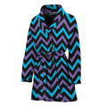 Blue Purple And Black Chevron Print Women's Bathrobe