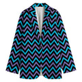 Blue Purple And Black Chevron Print Women's Cotton Blazer