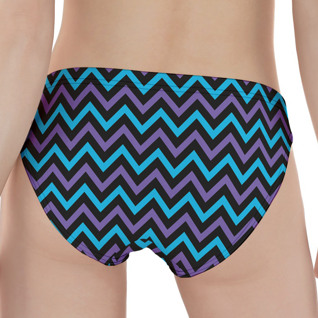 Blue Purple And Black Chevron Print Women's Panties