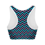 Blue Purple And Black Chevron Print Women's Sports Bra