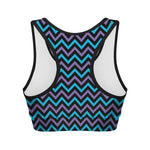 Blue Purple And Black Chevron Print Women's Sports Bra