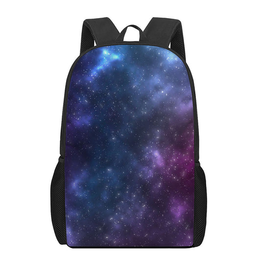 Blue Purple Cosmic Galaxy Space Print 17 Inch Backpack