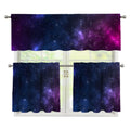Blue Purple Cosmic Galaxy Space Print 3 Piece Kitchen Curtains