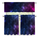 Blue Purple Cosmic Galaxy Space Print 3 Piece Kitchen Curtains