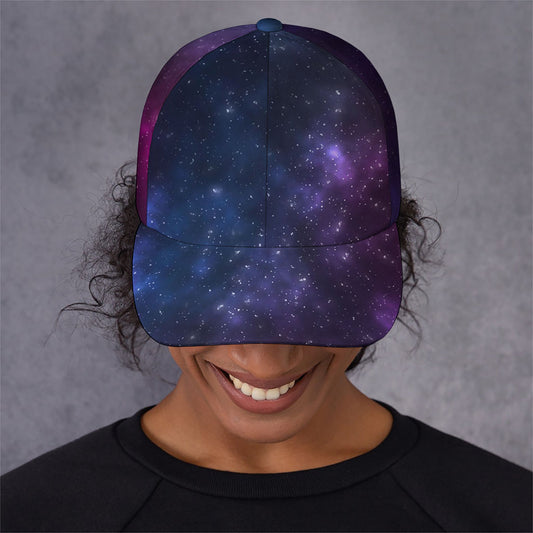 Blue Purple Cosmic Galaxy Space Print Baseball Cap