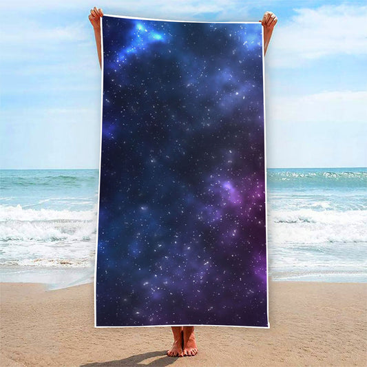 Blue Purple Cosmic Galaxy Space Print Beach Towel