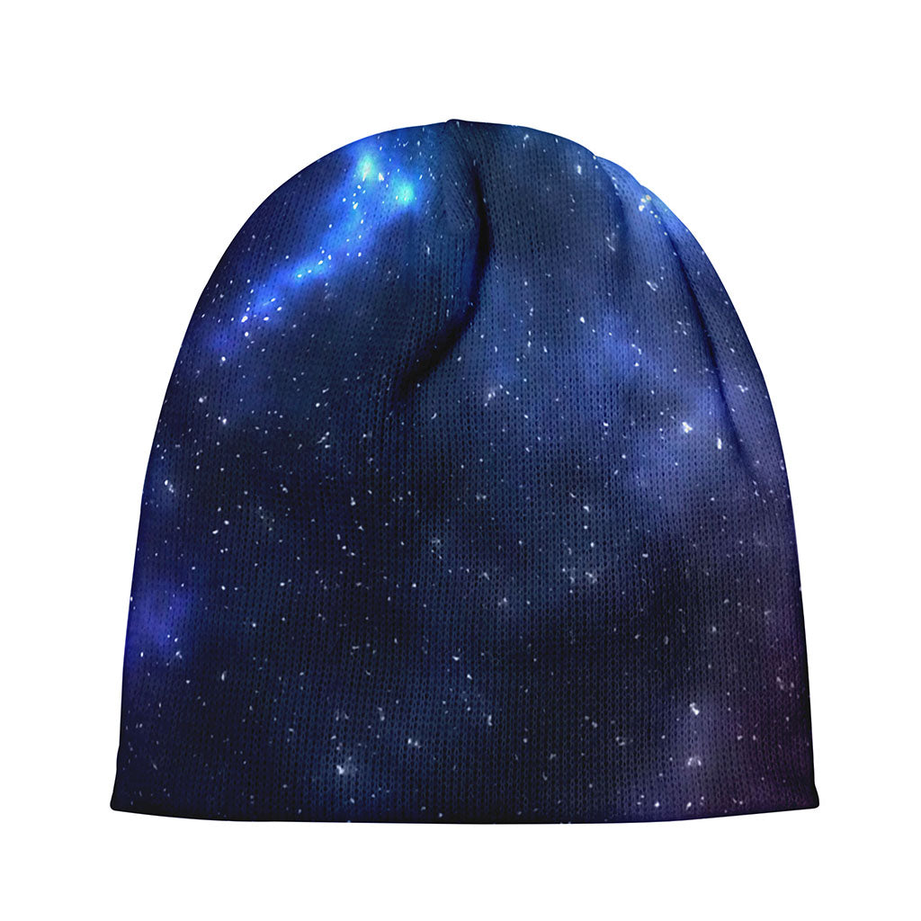 Blue Purple Cosmic Galaxy Space Print Beanie