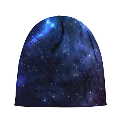 Blue Purple Cosmic Galaxy Space Print Beanie