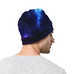 Blue Purple Cosmic Galaxy Space Print Beanie