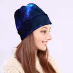 Blue Purple Cosmic Galaxy Space Print Beanie