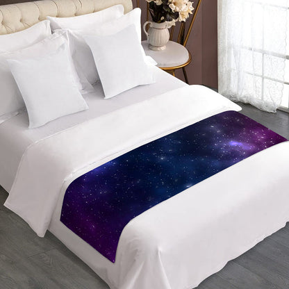Blue Purple Cosmic Galaxy Space Print Bed Runner