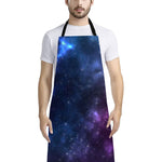 Blue Purple Cosmic Galaxy Space Print Bib Apron With Pocket