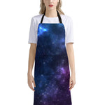 Blue Purple Cosmic Galaxy Space Print Bib Apron With Pocket