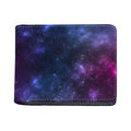 Blue Purple Cosmic Galaxy Space Print Bifold Wallet