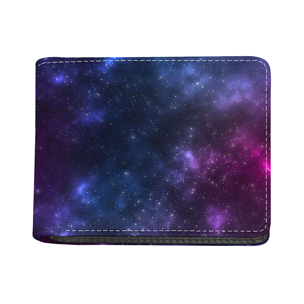Blue Purple Cosmic Galaxy Space Print Bifold Wallet