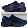 Blue Purple Cosmic Galaxy Space Print Black Chunky Shoes