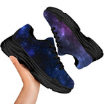 Blue Purple Cosmic Galaxy Space Print Black Chunky Shoes