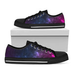 Blue Purple Cosmic Galaxy Space Print Black Low Top Sneakers