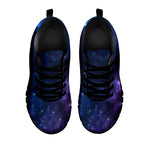 Blue Purple Cosmic Galaxy Space Print Black Running Shoes