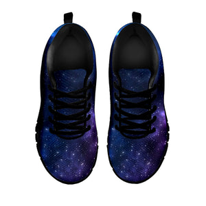 Blue Purple Cosmic Galaxy Space Print Black Running Shoes