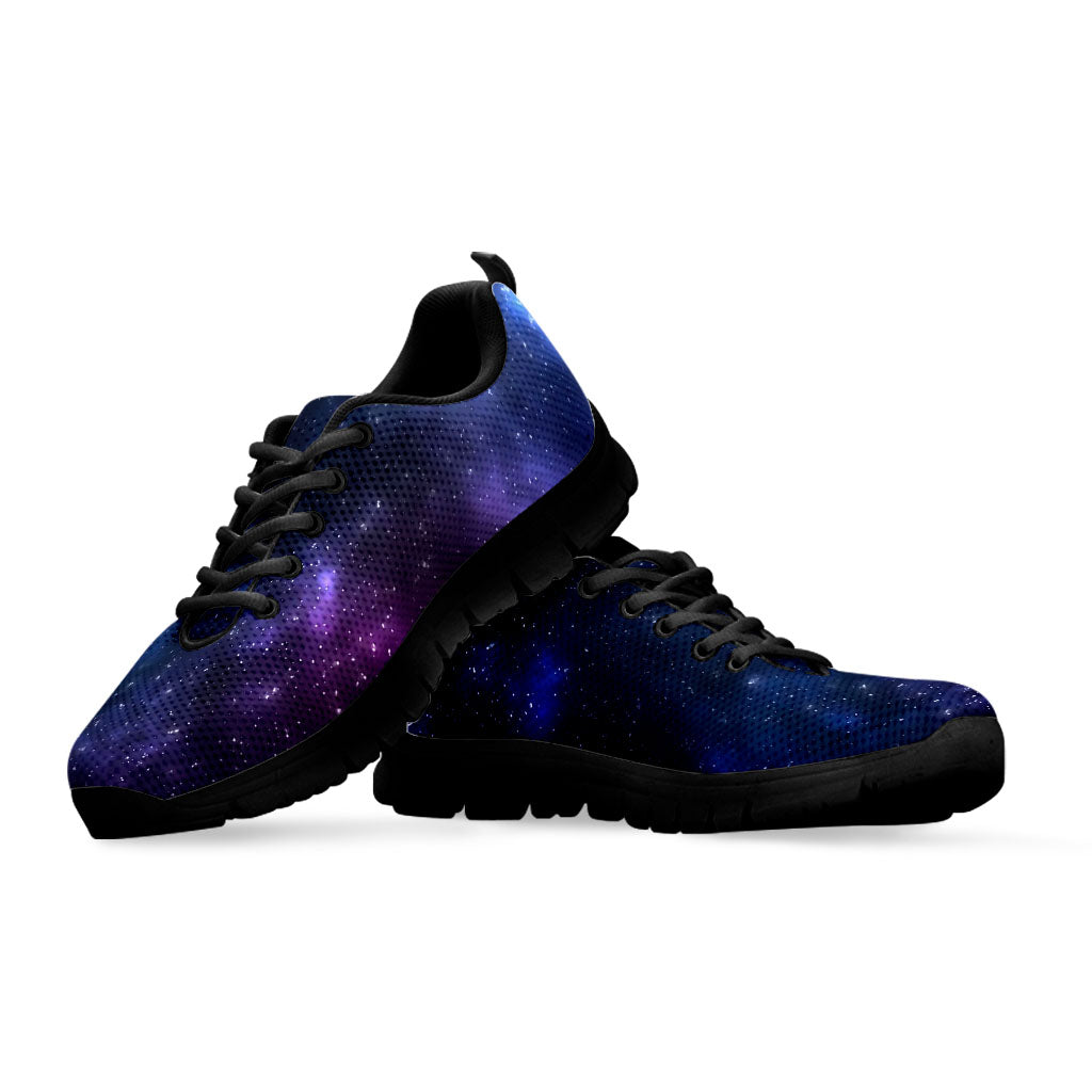 Blue Purple Cosmic Galaxy Space Print Black Running Shoes