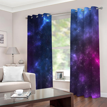 Blue Purple Cosmic Galaxy Space Print Blackout Grommet Curtains