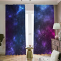 Blue Purple Cosmic Galaxy Space Print Dimout Pencil Pleat Curtains