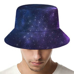 Blue Purple Cosmic Galaxy Space Print Bucket Hat