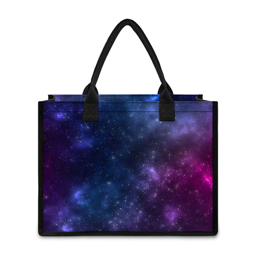 Blue Purple Cosmic Galaxy Space Print Canvas Tote Bag